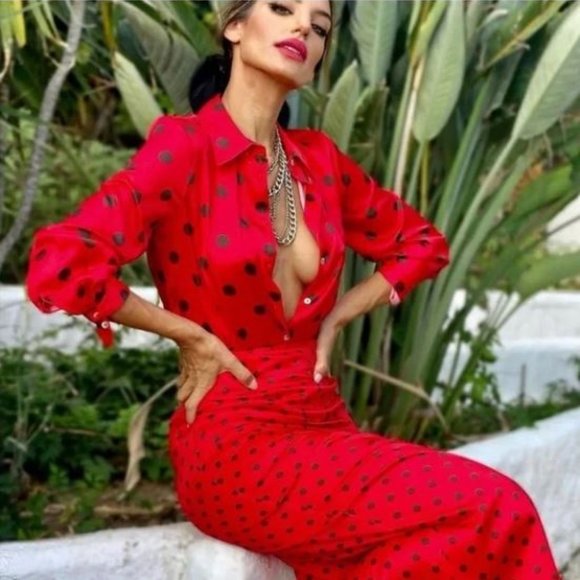 Zara Dresses & Skirts - NWT ZARA 2 Piece Polka Dot Straight Skirt + Top Blogger’s Favorite SZ M